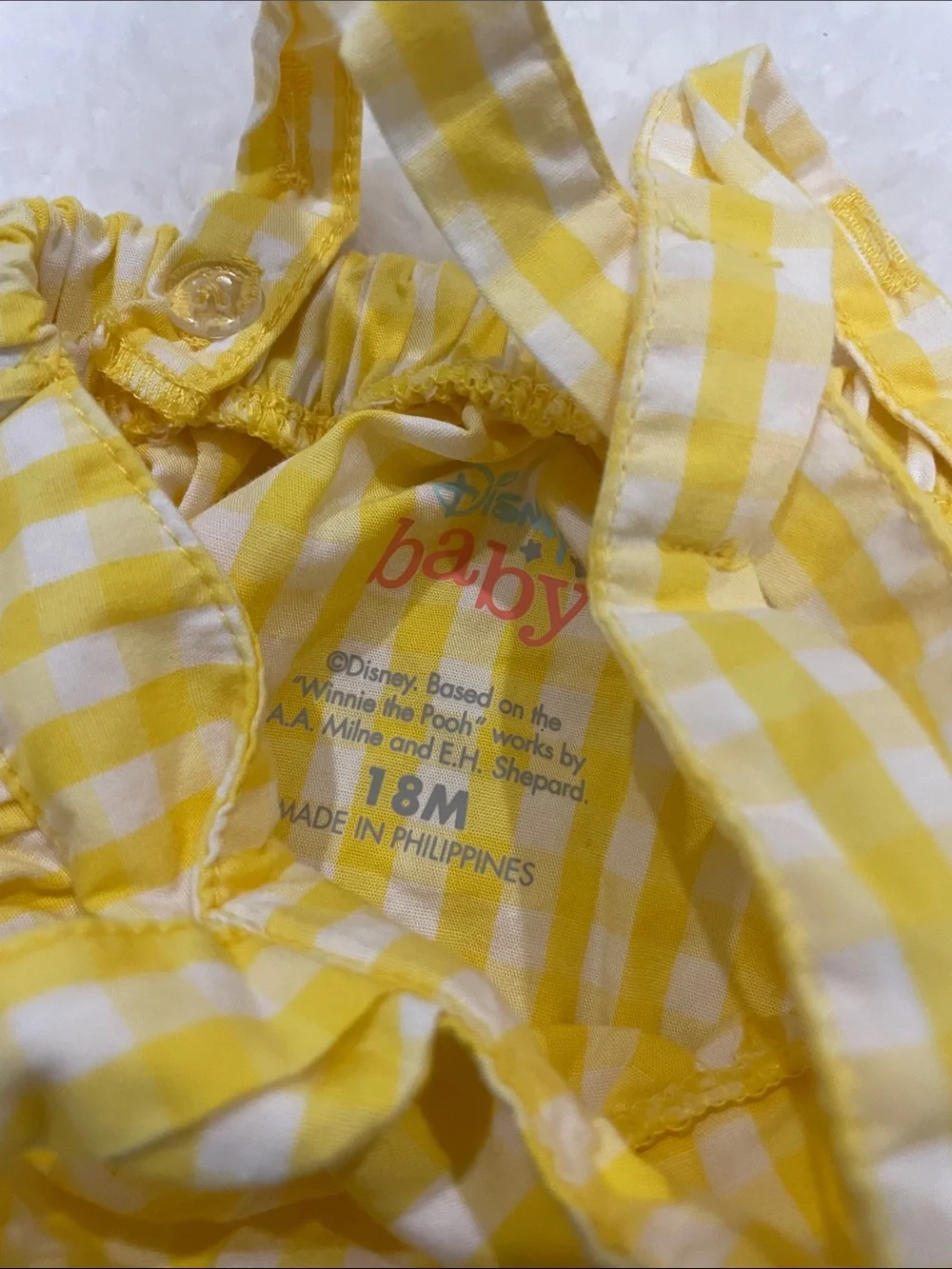 Disney Baby Yellow Gingham Suspender Skirt with Headband
